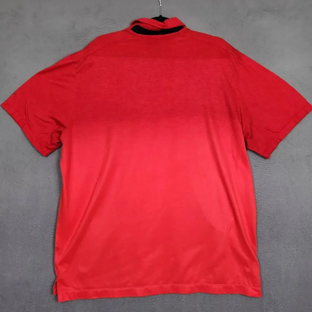 NIKE Golf Polo Shirt Mens 2XL Red Gradient Tour Performance Dri-FIT 802086-647